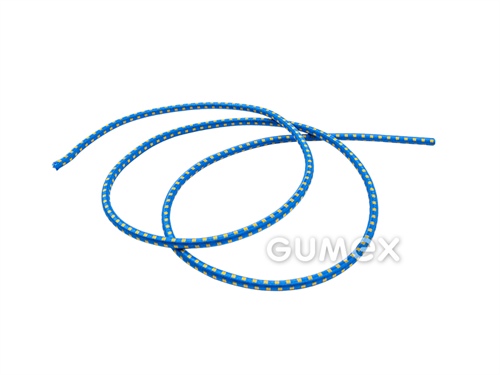 Gummiseil, Durchmesser 5mm, Gummifaser/PP-Geflecht, blau-gelb, 